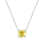 925 Sterling Silver Rose Cut Yellow Zircon Solitaire Necklace 80200528