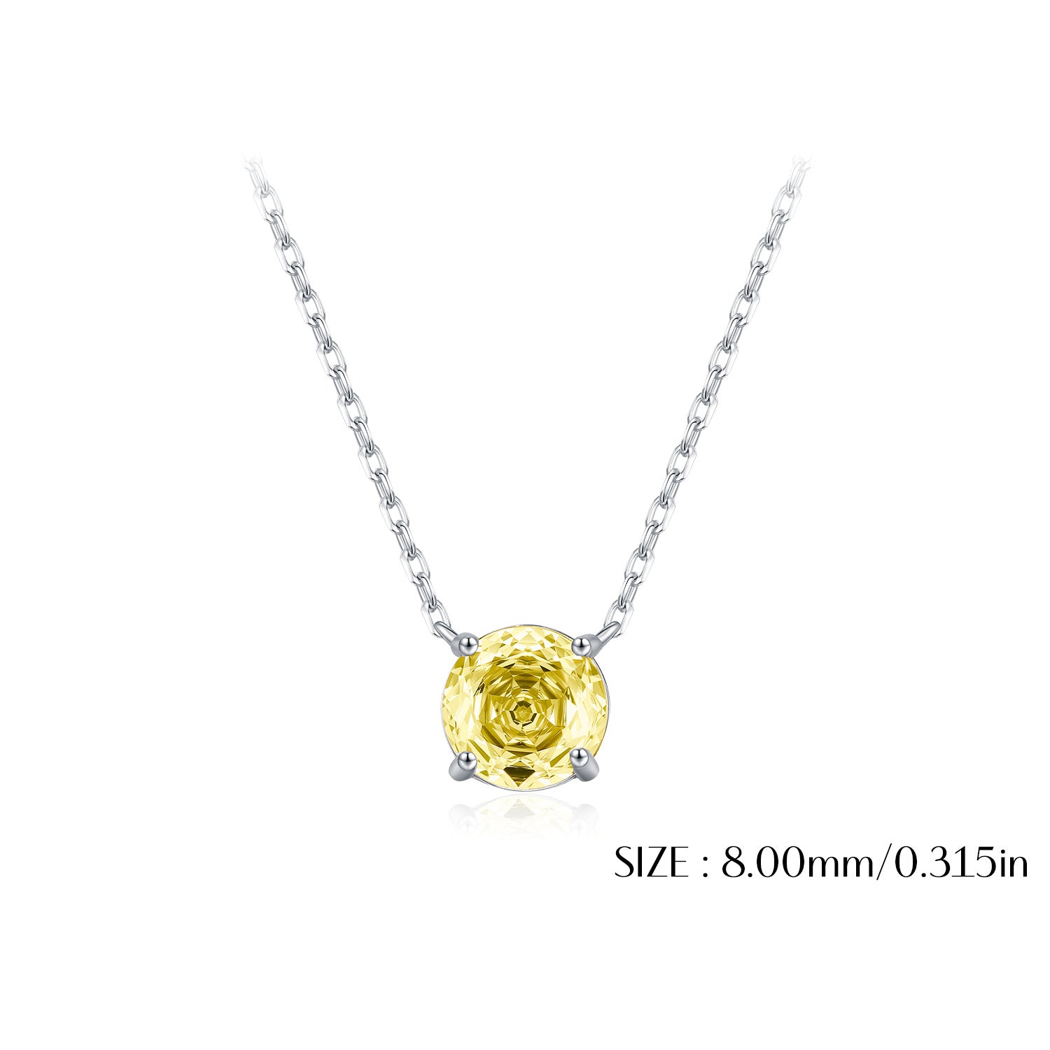 925 Sterling Silver Rose Cut Yellow Zircon Solitaire Necklace 80200528