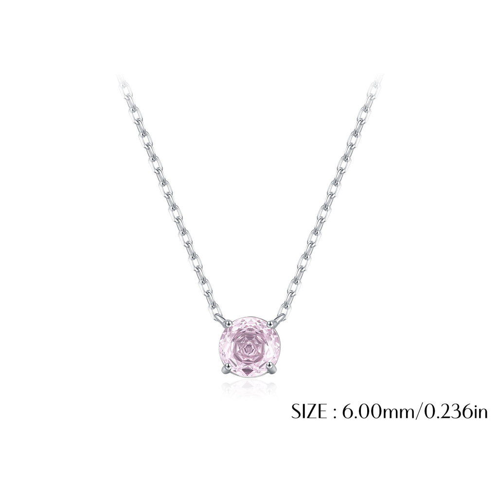 925 Sterling Silver Rose Cut Pink Zircon Solitaire Necklace 80200529