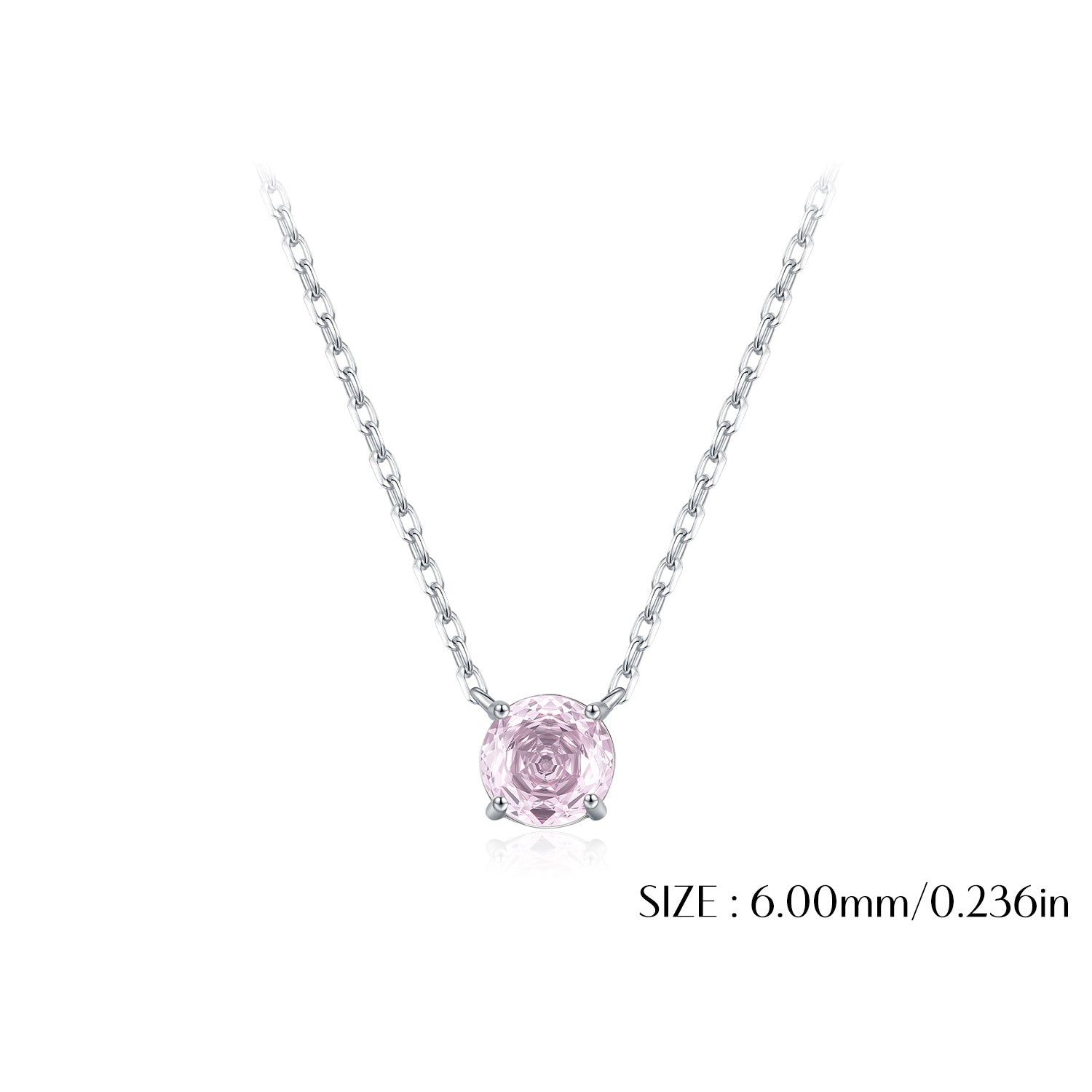 925 Sterling Silver Rose Cut Pink Zircon Solitaire Necklace 80200529