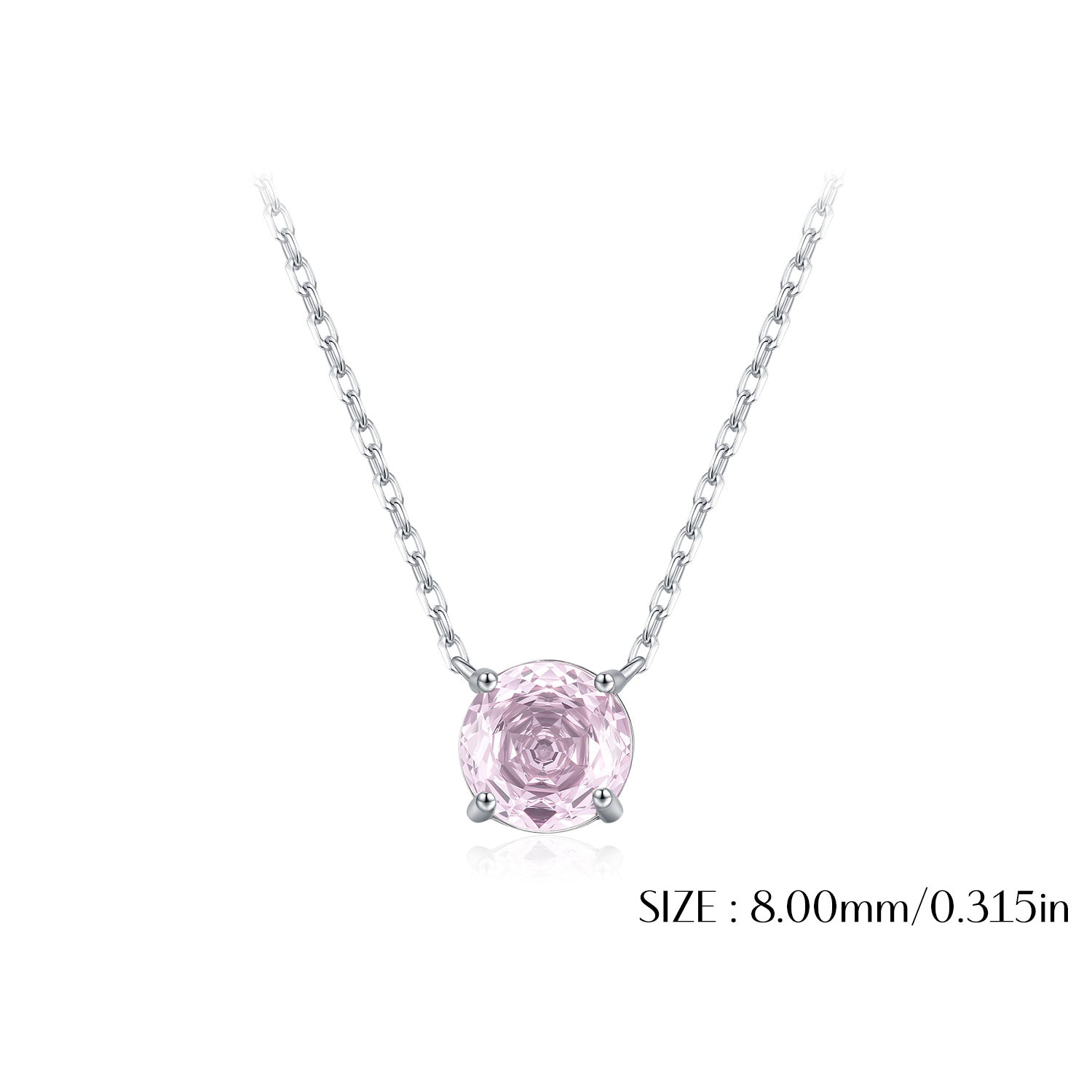 925 Sterling Silver Rose Cut Pink Zircon Solitaire Necklace 80200529