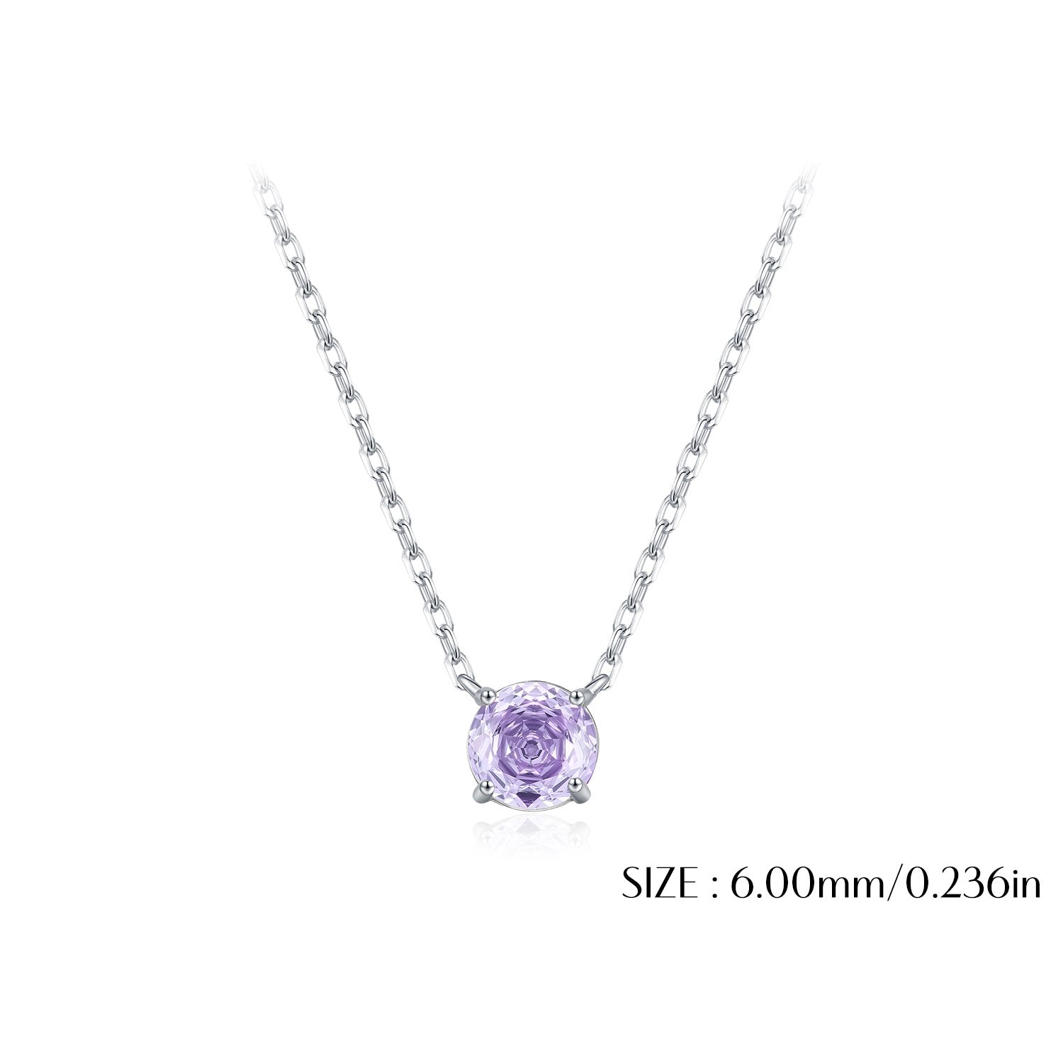 925 Sterling Silver Rose Cut Lavender Zircon Solitaire Necklace 80200530