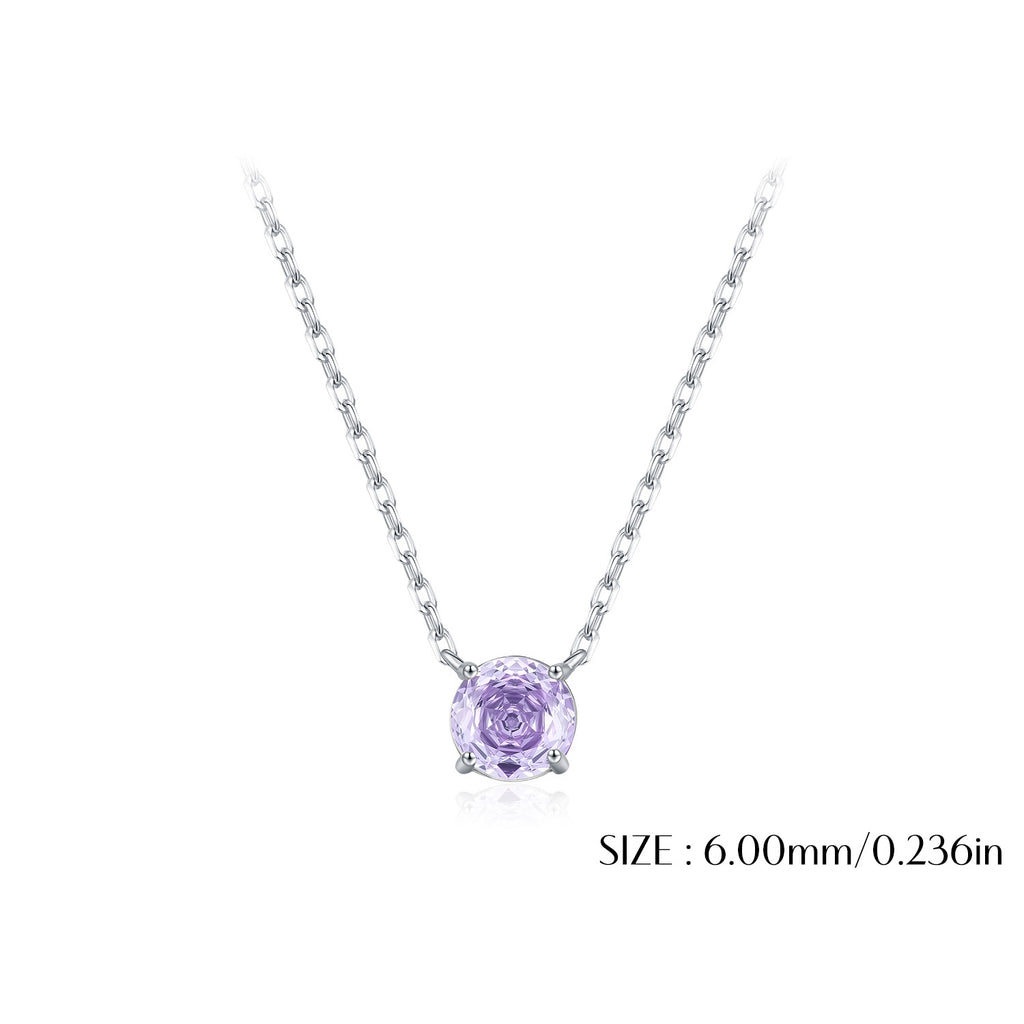 925 Sterling Silver Rose Cut Lavender Zircon Solitaire Necklace 80200530