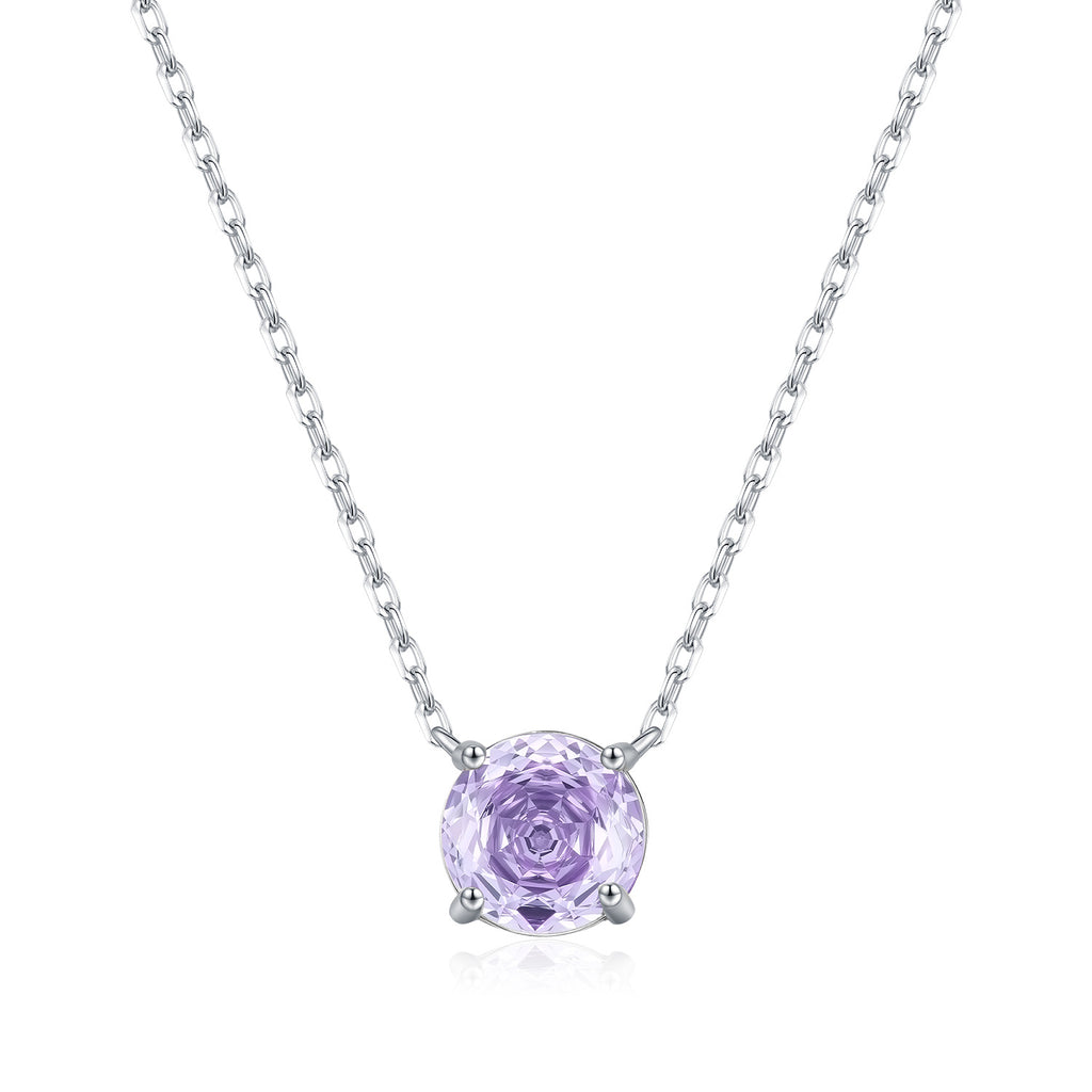 925 Sterling Silver Rose Cut Lavender Zircon Solitaire Necklace 80200530