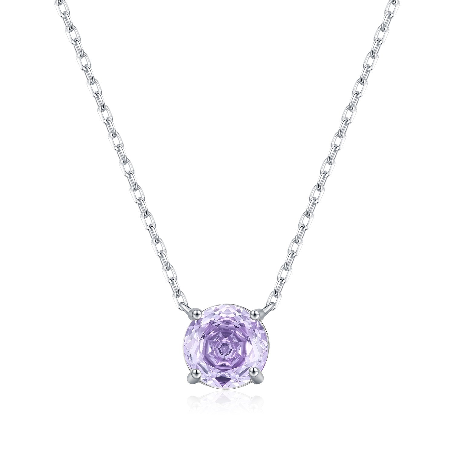 925 Sterling Silver Rose Cut Lavender Zircon Solitaire Necklace 80200530