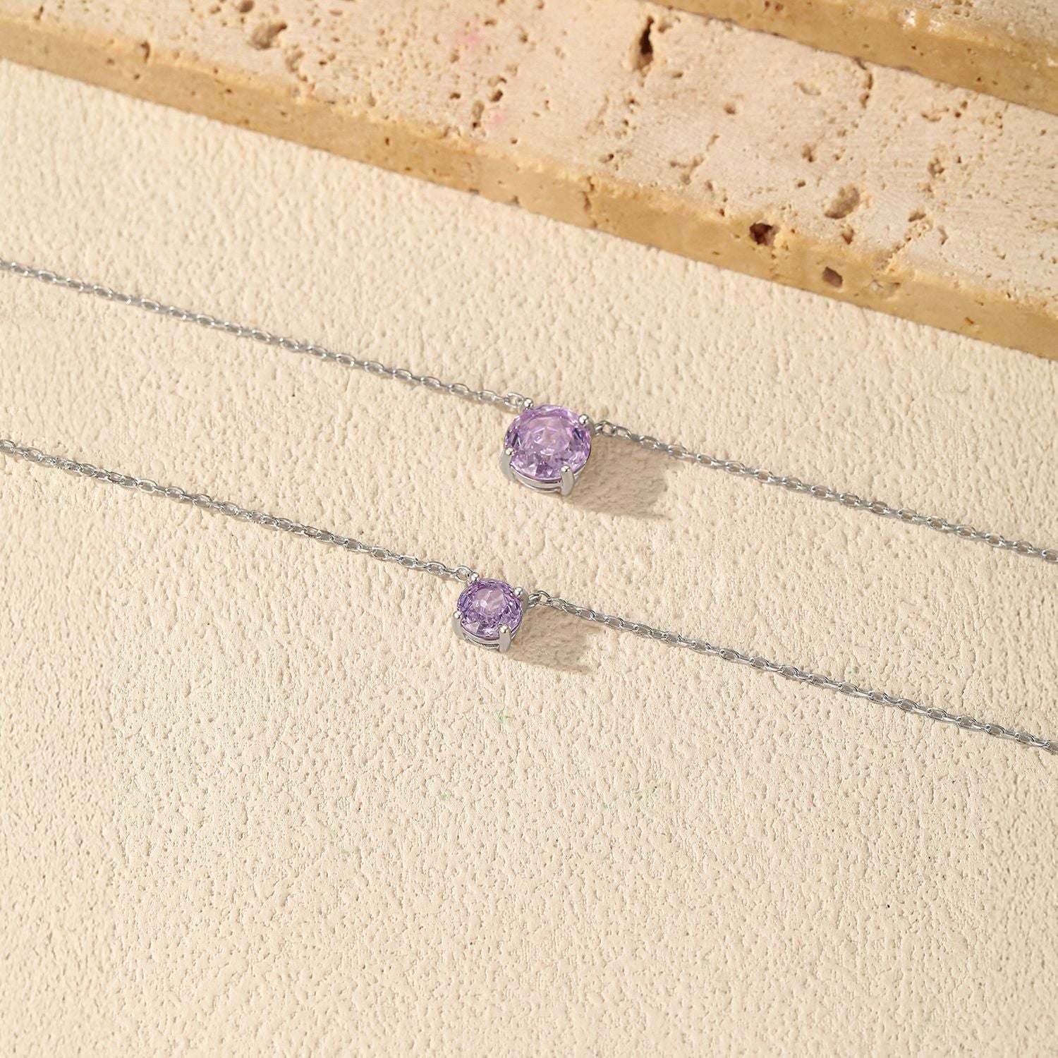 925 Sterling Silver Rose Cut Lavender Zircon Solitaire Necklace 80200530