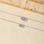 925 Sterling Silver Rose Cut Lavender Zircon Solitaire Necklace 80200530