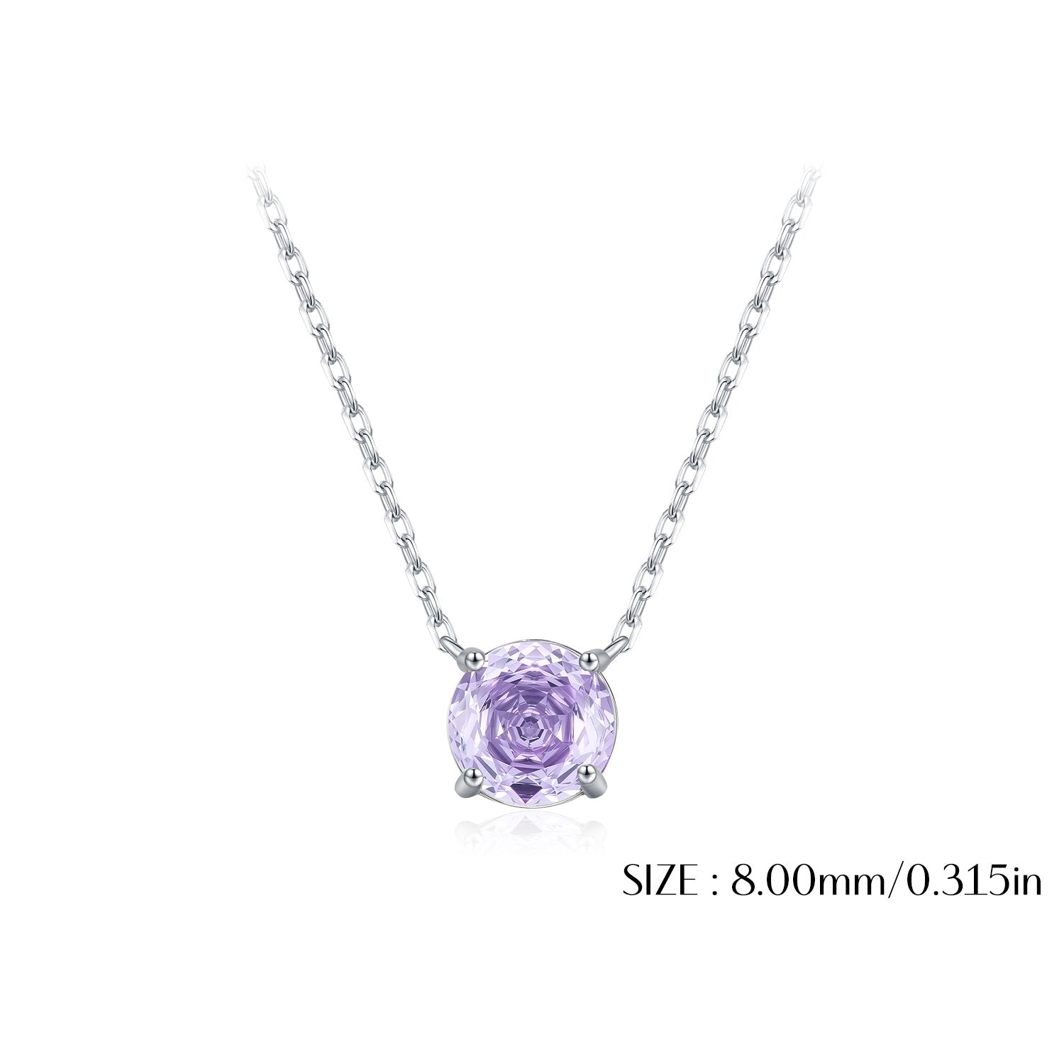925 Sterling Silver Rose Cut Lavender Zircon Solitaire Necklace 80200530