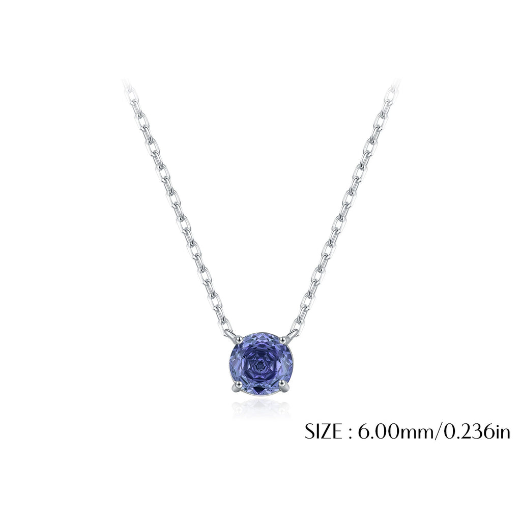 925 Sterling Silver Rose Cut Tanzanite Blue Zircon Solitaire Necklace 80200531