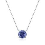 925 Sterling Silver Rose Cut Tanzanite Blue Zircon Solitaire Necklace 80200531