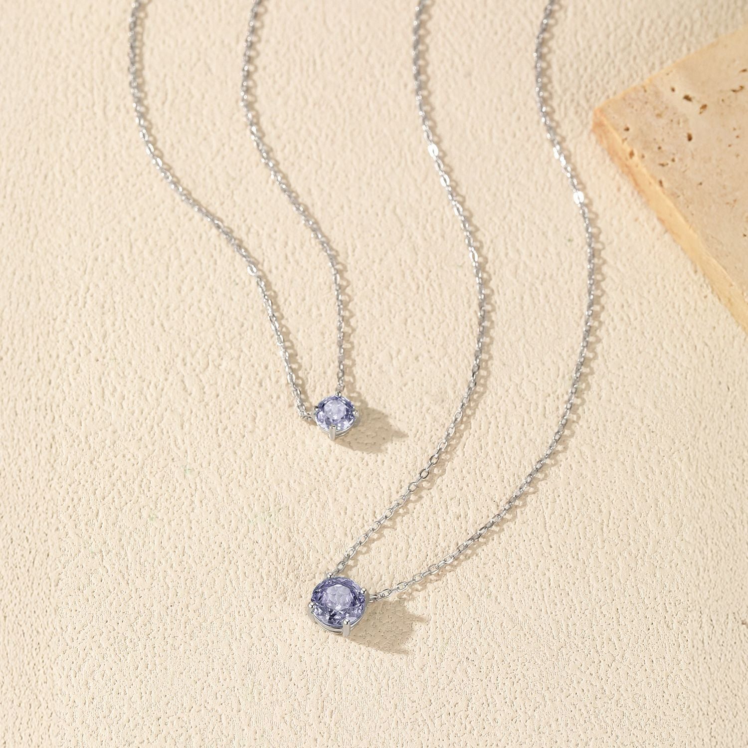 925 Sterling Silver Rose Cut Tanzanite Blue Zircon Solitaire Necklace 80200531