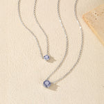 925 Sterling Silver Rose Cut Tanzanite Blue Zircon Solitaire Necklace 80200531