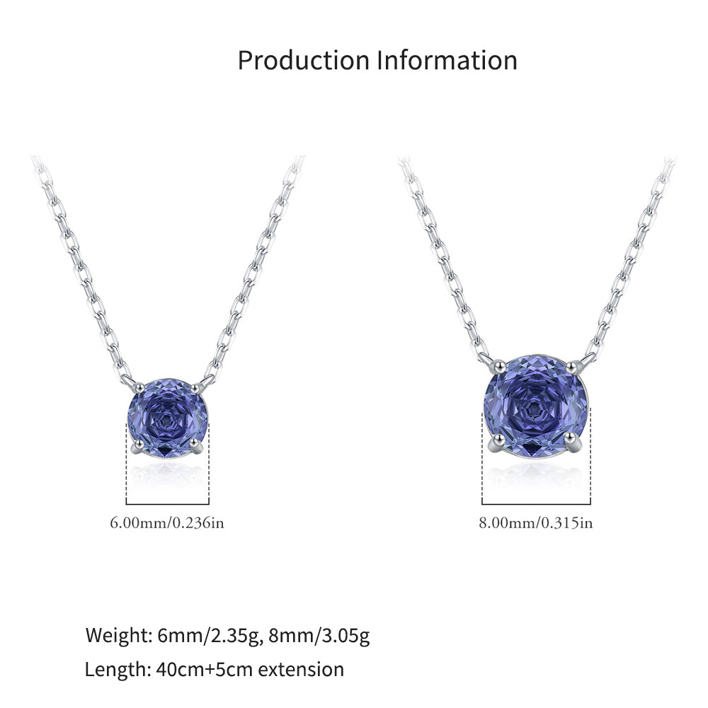 925 Sterling Silver Rose Cut Tanzanite Blue Zircon Solitaire Necklace 80200531