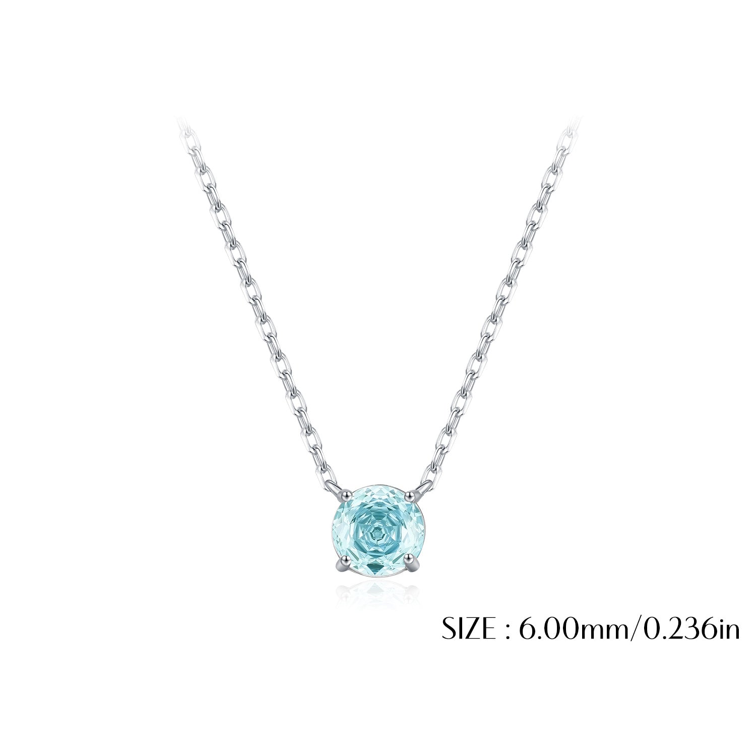 925 Sterling Silver Rose Cut Sea Blue Zircon Solitaire Necklace 80200532