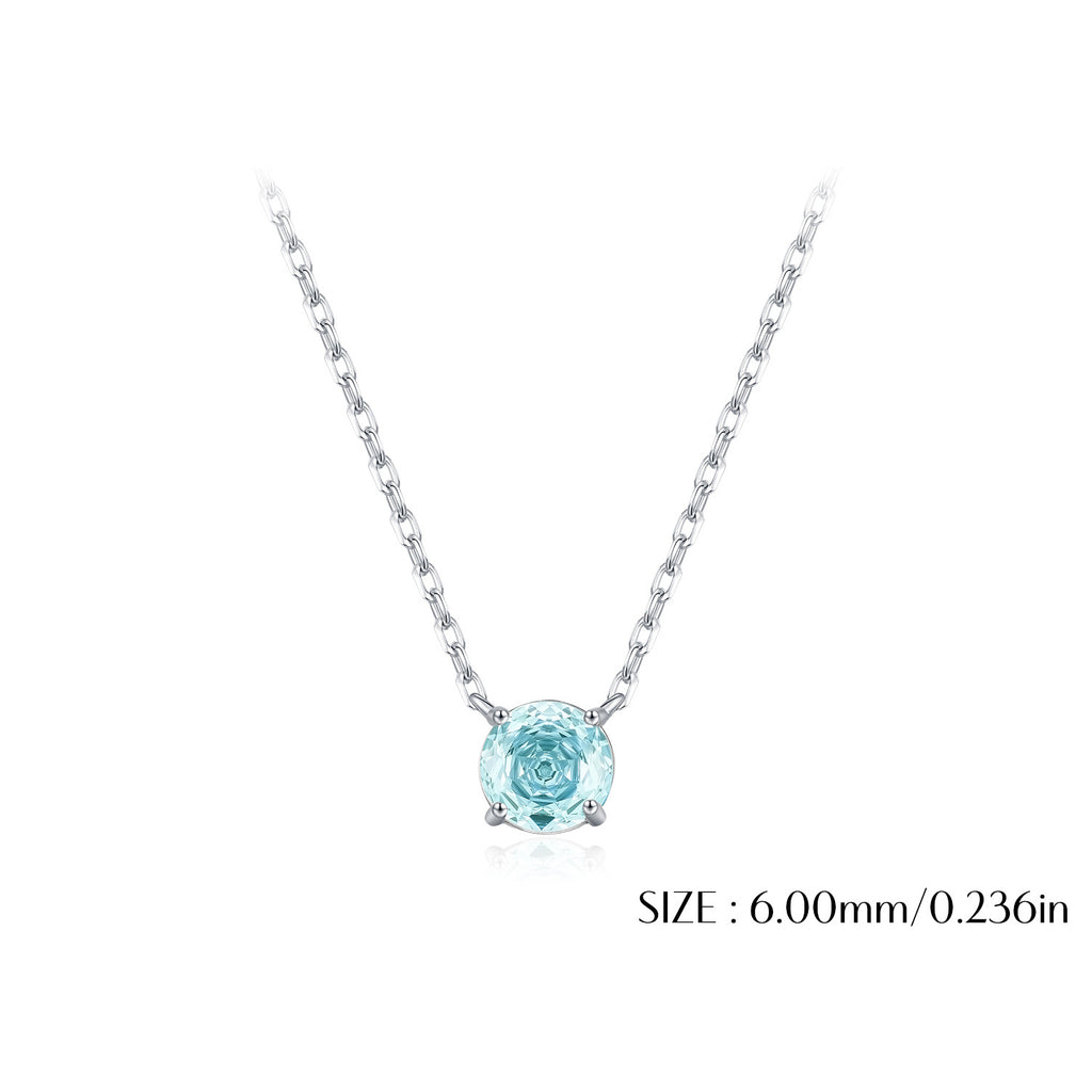 925 Sterling Silver Rose Cut Sea Blue Zircon Solitaire Necklace 80200532