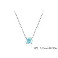 925 Sterling Silver Rose Cut Sea Blue Zircon Solitaire Necklace 80200532