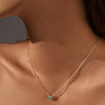 925 Sterling Silver Rose Cut Sea Blue Zircon Solitaire Necklace 80200532