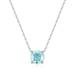 925 Sterling Silver Rose Cut Sea Blue Zircon Solitaire Necklace 80200532