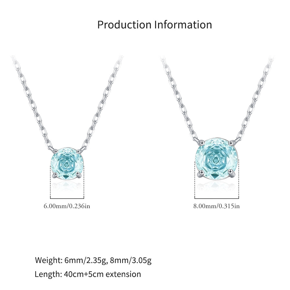 925 Sterling Silver Rose Cut Sea Blue Zircon Solitaire Necklace 80200532