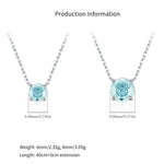 925 Sterling Silver Rose Cut Sea Blue Zircon Solitaire Necklace 80200532