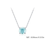 925 Sterling Silver Rose Cut Sea Blue Zircon Solitaire Necklace 80200532