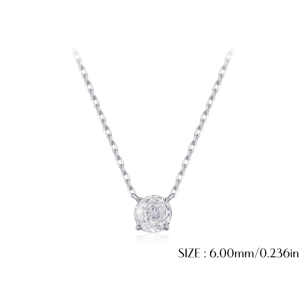 925 Sterling Silver Rose Cut White Zircon Solitaire Necklace 80200533