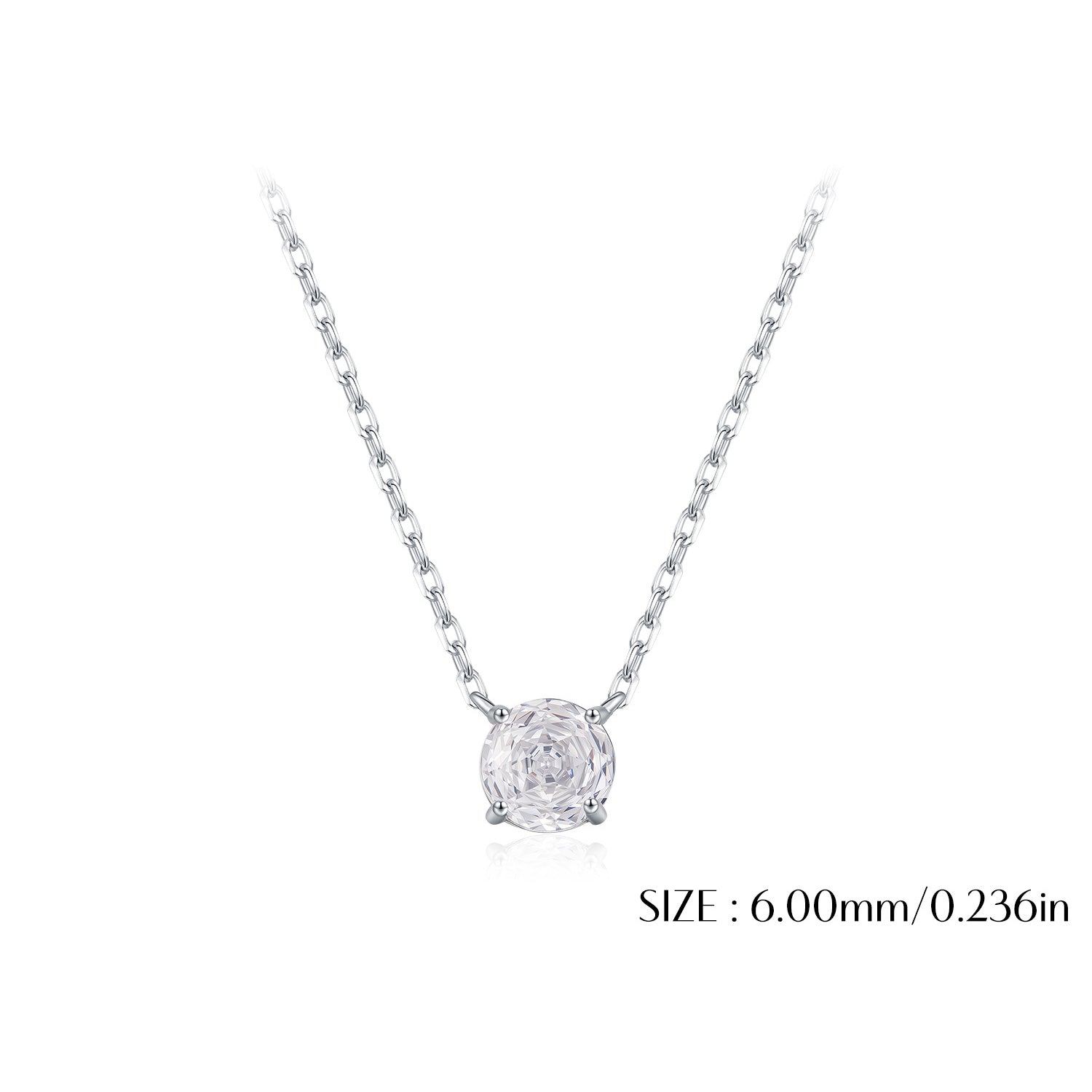 925 Sterling Silver Rose Cut White Zircon Solitaire Necklace 80200533