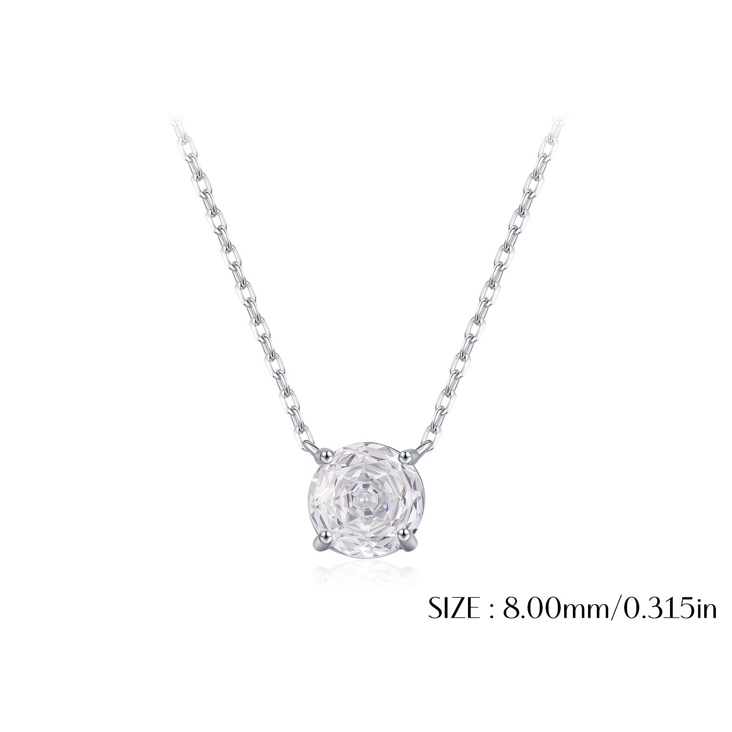 925 Sterling Silver Rose Cut White Zircon Solitaire Necklace 80200533