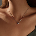 925 Sterling Silver Rose Cut White Zircon Solitaire Necklace 80200533