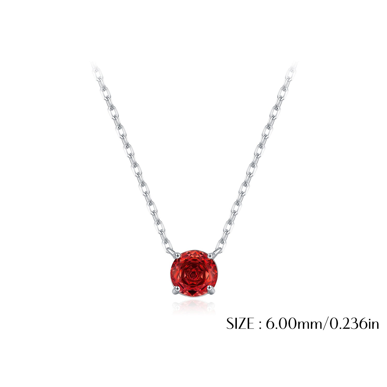 925 Sterling Silver Rose Cut Garnet Red Zircon Solitaire Necklace 80200534