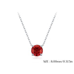 925 Sterling Silver Rose Cut Garnet Red Zircon Solitaire Necklace 80200534