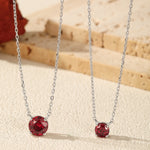 925 Sterling Silver Rose Cut Garnet Red Zircon Solitaire Necklace 80200534
