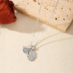 925 Sterling Silver Evil Eye and Hamsa Hand Pavé Necklace 80200535