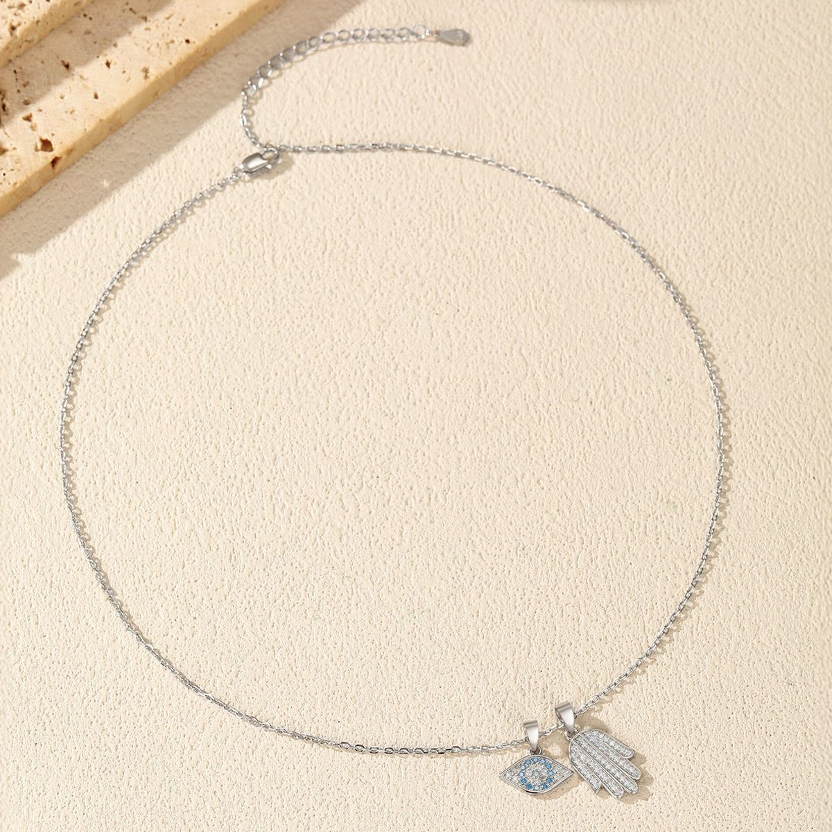 925 Sterling Silver Evil Eye and Hamsa Hand Pavé Necklace 80200535