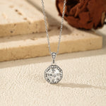 925 Sterling Silver Vintage Octagon CZ Halo Pendant Necklace 80200542