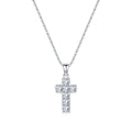 925 Sterling Silver Square Zircon Cross Necklace 80200567