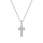 925 Sterling Silver Square Zircon Cross Necklace 80200567
