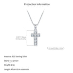 925 Sterling Silver Square Zircon Cross Necklace 80200567