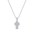 925 Sterling Silver Zircon Halo Cross Necklace 80200568