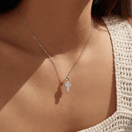 925 Sterling Silver Zircon Halo Cross Necklace 80200568
