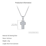 925 Sterling Silver Zircon Halo Cross Necklace 80200568