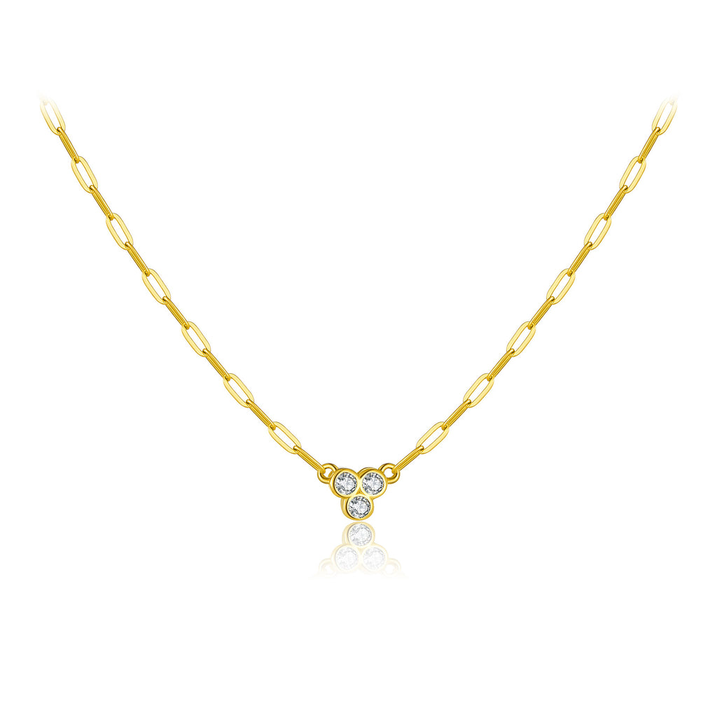 925 Sterling Silver Three Stone Paperclip Chain Necklace 80200569