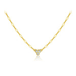 925 Sterling Silver Three Stone Paperclip Chain Necklace 80200569