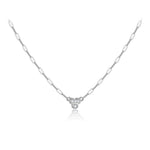 925 Sterling Silver Three Stone Paperclip Chain Necklace 80200569