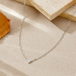 925 Sterling Silver Three Stone Paperclip Chain Necklace 80200569