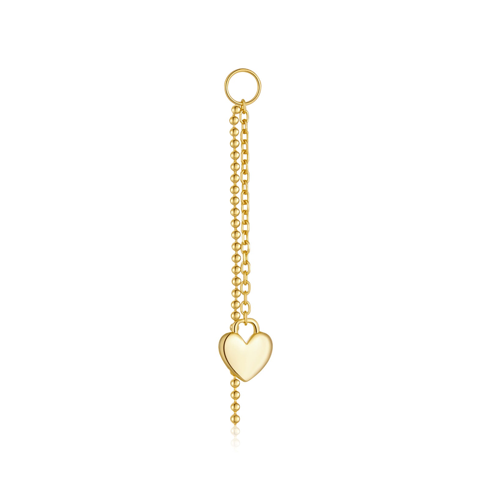 925 Sterling Silver Heart Tassel Dangle Charm 90100057