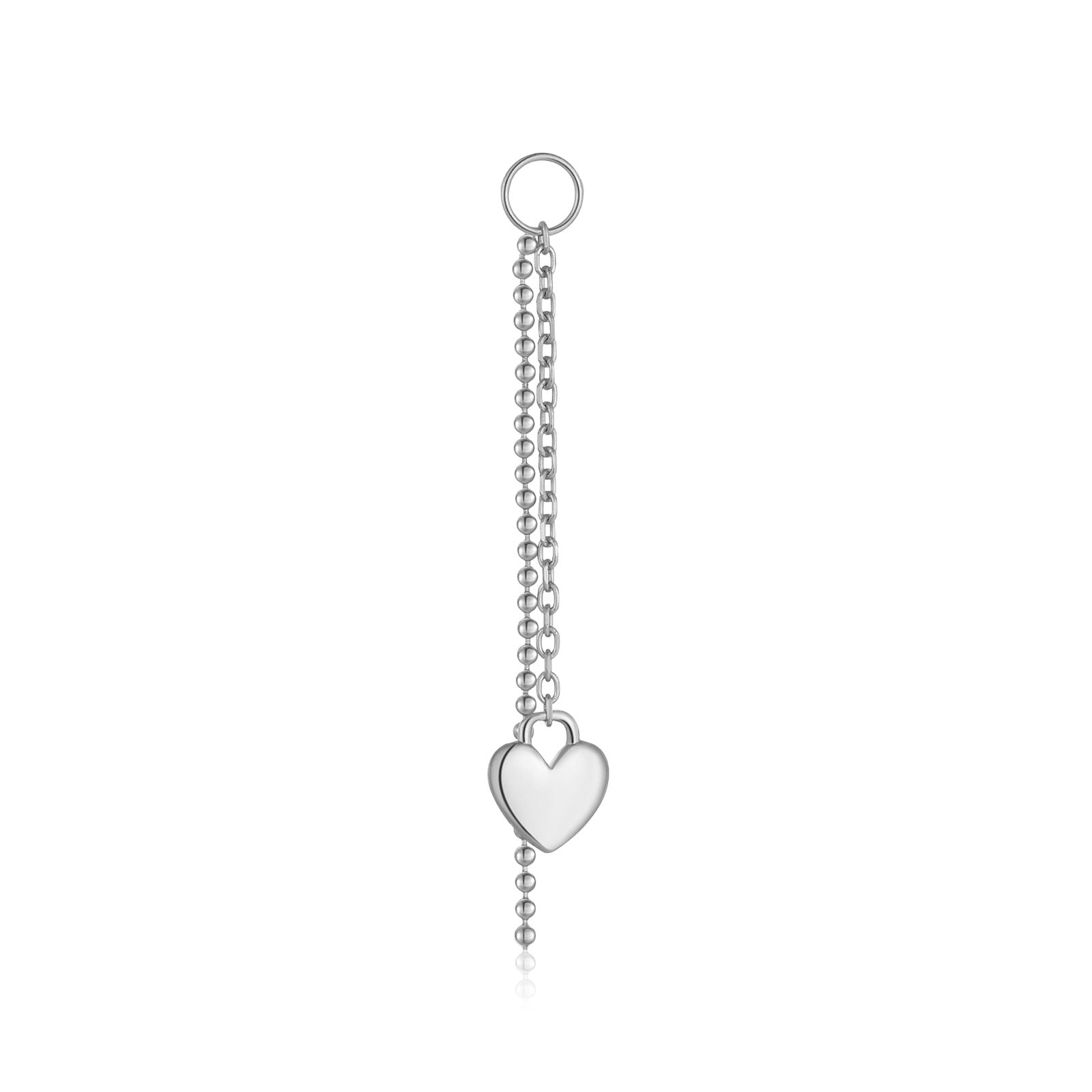 925 Sterling Silver Heart Tassel Dangle Charm 90100057