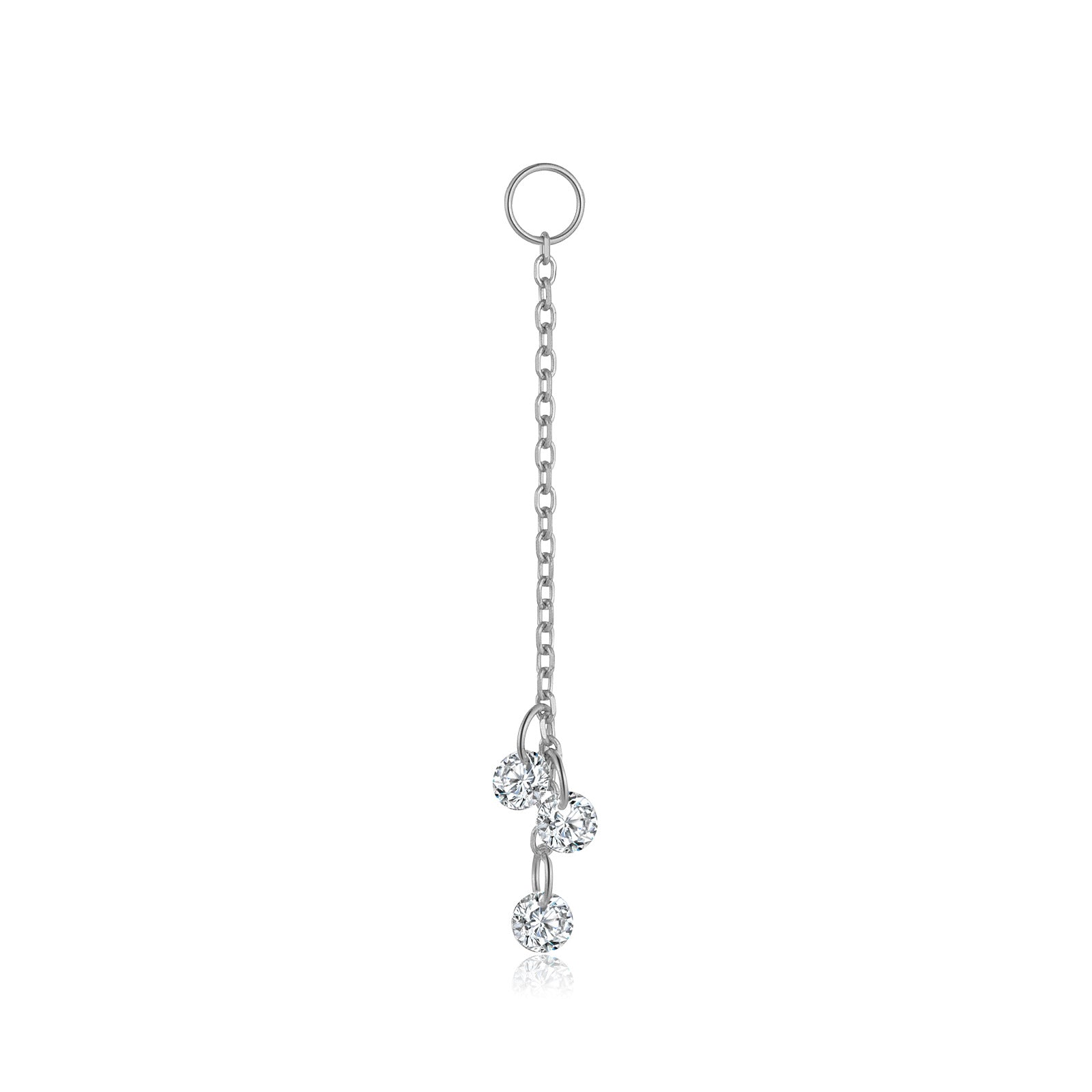 925 Sterling Silver Cubic Zirconia Tassel Dangle Charm 90100058