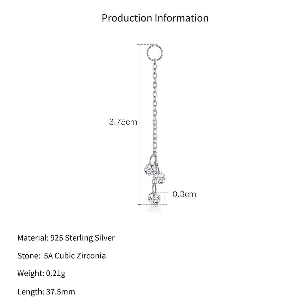 925 Sterling Silver Cubic Zirconia Tassel Dangle Charm 90100058