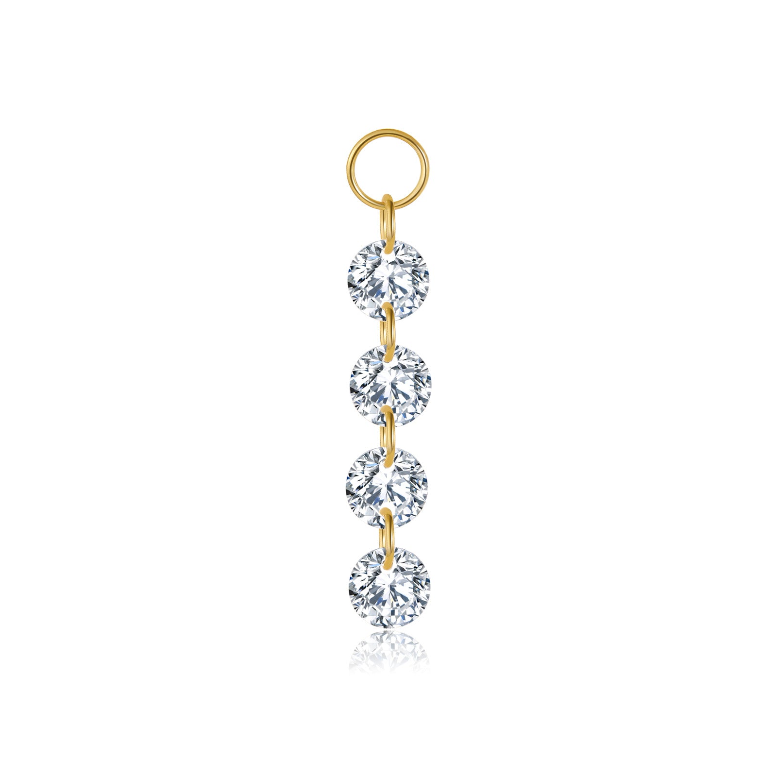 925 Sterling Silver Four CZ Linear Dangle Charm 90100059